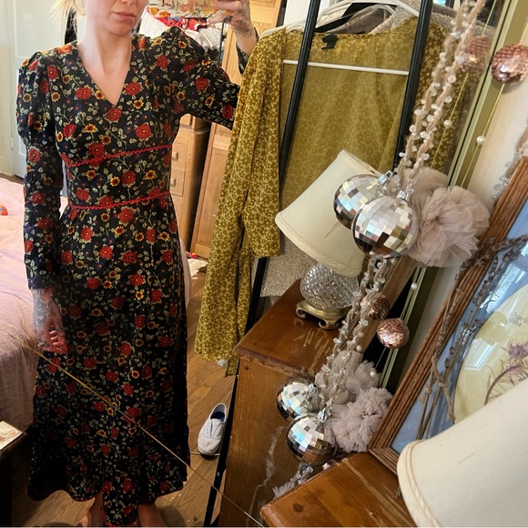 THE COTTAGER FOR THE JUNIOR PETITE 70s vintage cottagecore boho maxi dre… - Picture 1 of 4